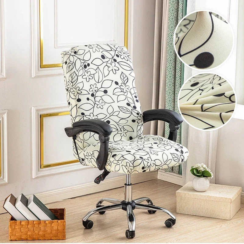 Floral Printed Office Chair Protective Cover High Stretch Computer Seat Slipcover Anti-Dirty Rotating Chairs Covers Home Hotel