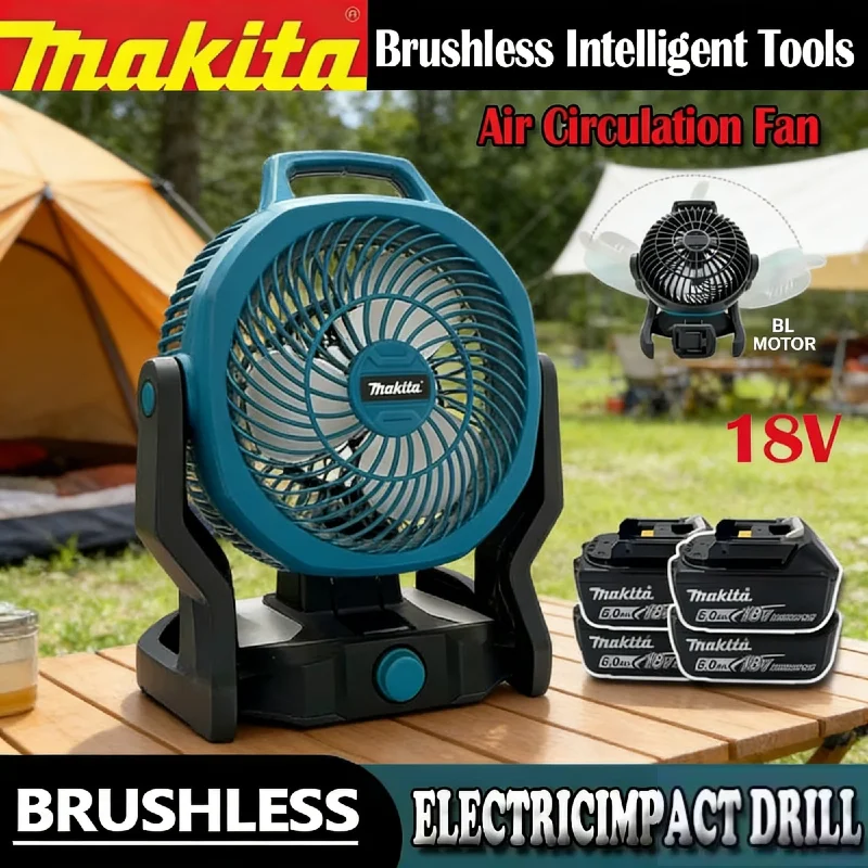 

Makita Cordless Fan, Portable Camping & Desktop Floor Fan Compatible with BL1830, M18, 18V/20V Battery, DCB200 Batteries