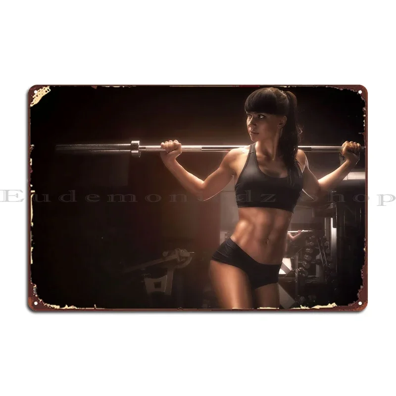 Athletic Woman In Gym Metal Signs Club Party Decoration Cinema Print Mural Tin Sign Poster