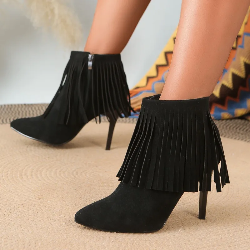 

Женские темпераментные модные короткие сапоги на высоком каблуке 35–42, большие размеры с боковой молнией, осенне-зимние модные короткие сапоги, универсальные дорожные ботинки