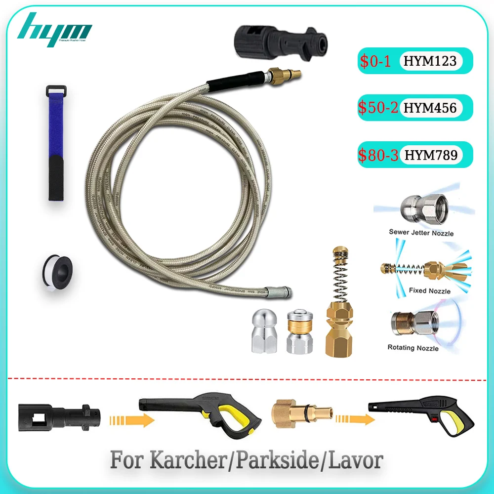 

2~40M High Pressure Cleaning Machine Sewer Drainage Cleaning Hose For Karcher Lavor Car Wash Hose Sewer Jetter Kit