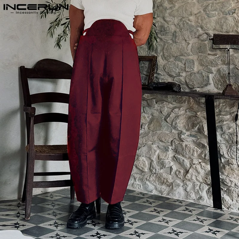 INCERUN 2024 American Style Trousers Fashion Men's Deconstruction Design Silhouette Pant Casual Streetwear Simple Male Pantalons