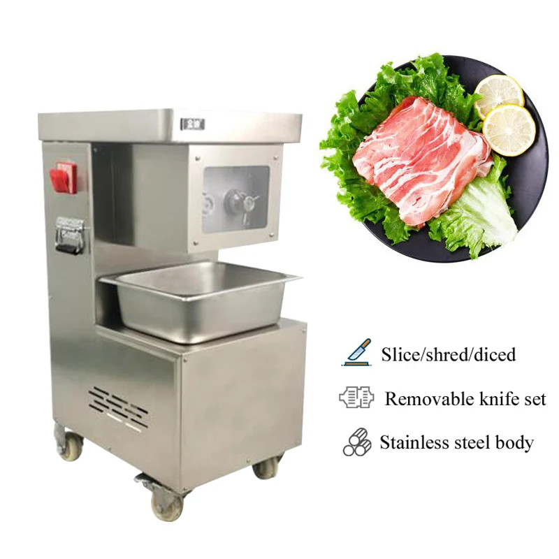 

Commercial Single-Cut Meat Slicer Stainless Steel Electric Meat Cutter High-Power Automatic Slicer Shredder Dicing Machine