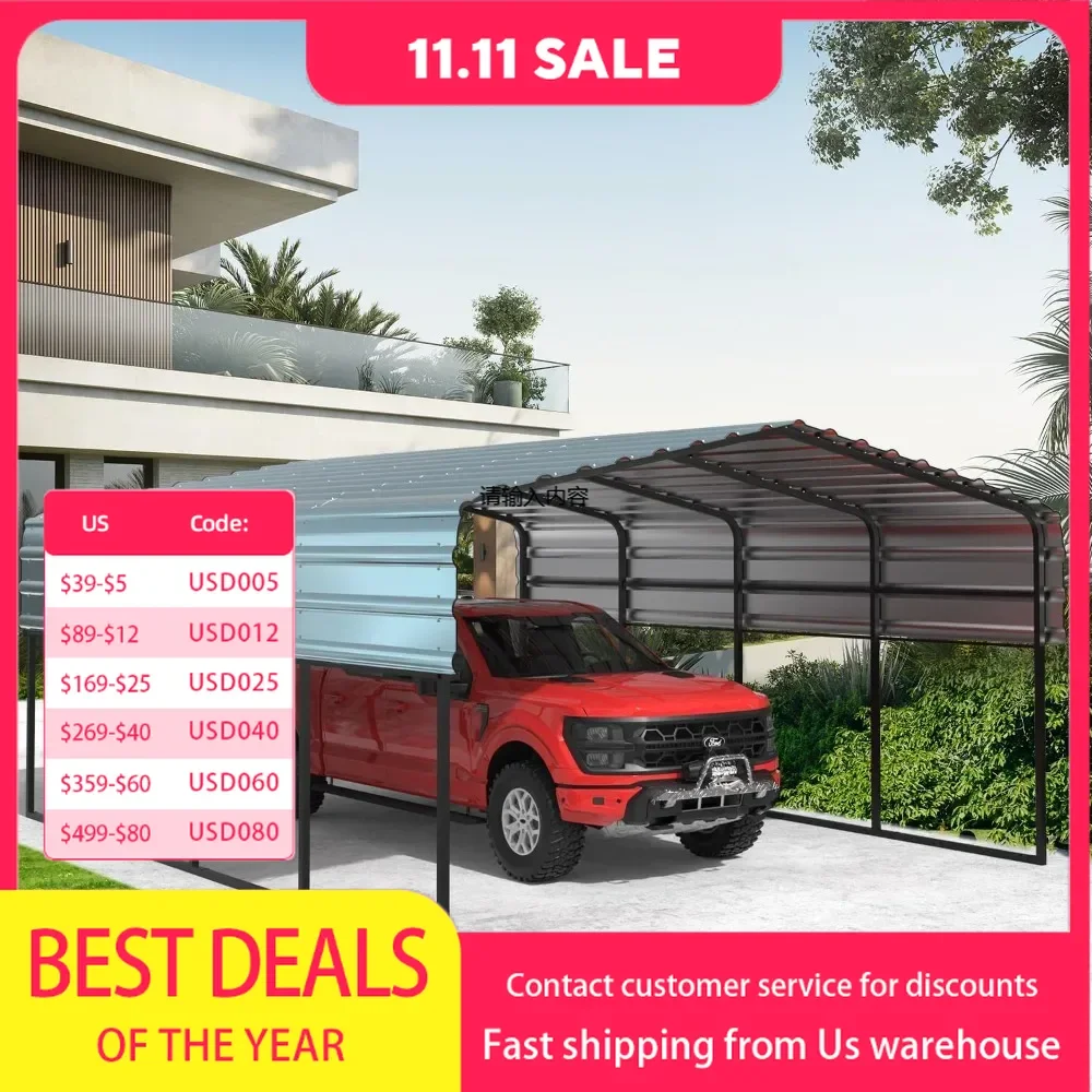 Carport ，12x20 FT Metal Carport, 12' X 20' X 8.6' Heavy Duty Carport Canopy With Galvanized Metal Roof And Frame For Pick