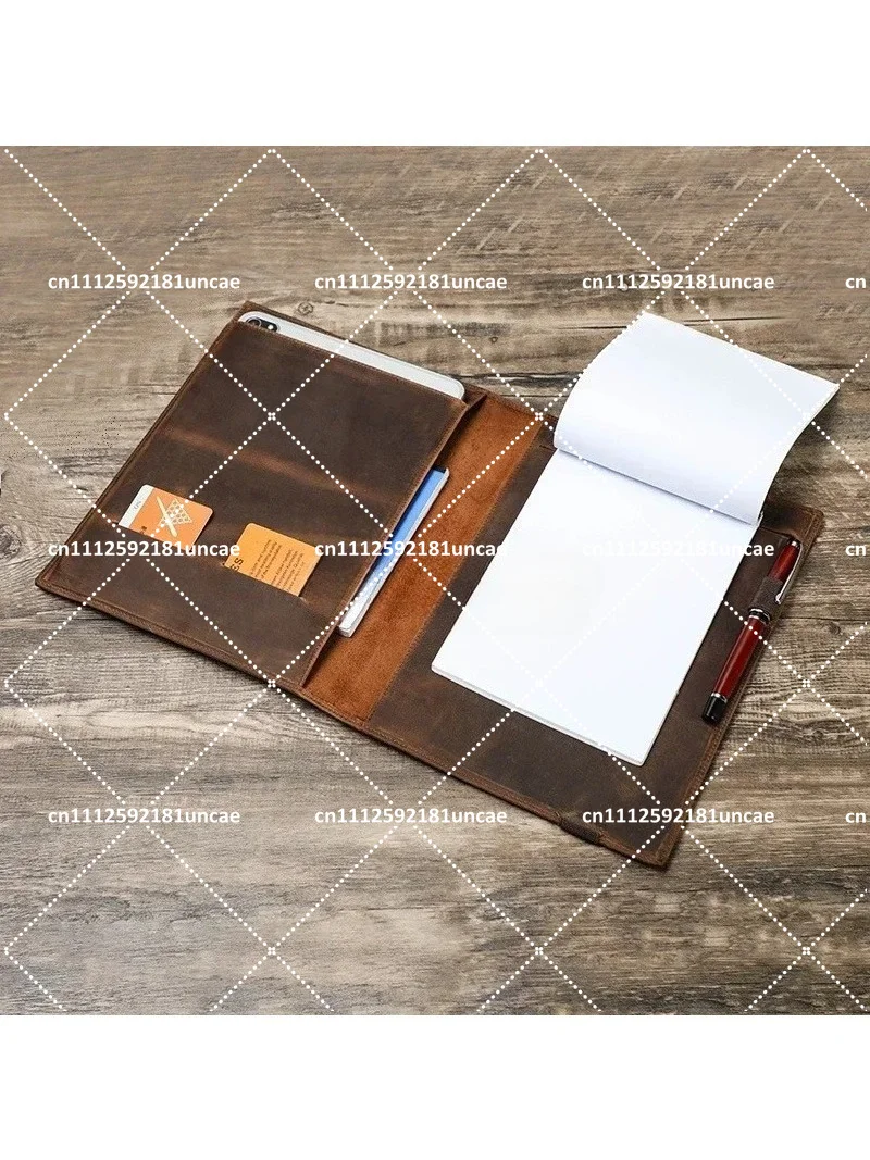 B5 Retro Leather Document Folder Notebook Briefcase Business Contract File Organizer
