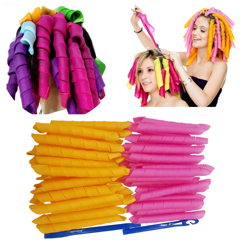 10 Stuks Zonder Warmte Haarrollers Heatless Haarkrultang Golfvormers Kit Styling Accessoires Luie Permanent Curling Haar Tool Diy Haar Rollers