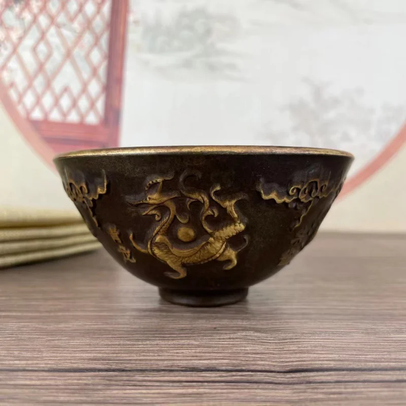 

Antique Miscellaneous Antique Bronze Ware Qing Kangxi Year Carving Square God Beast Bowl Old Package Fidelity Handed down Collec