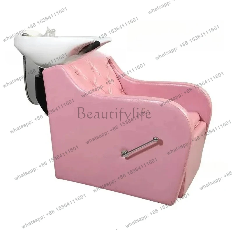 

yj21 Barber shop seated semi-lying flush bed small shampoo bed special for hair salon, enlarged and deepened ceramic basin