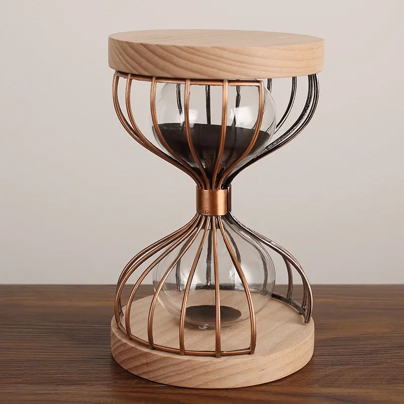 DSA- wooden hourglass timer ornament - creative living room home decor, desktop display, gift box