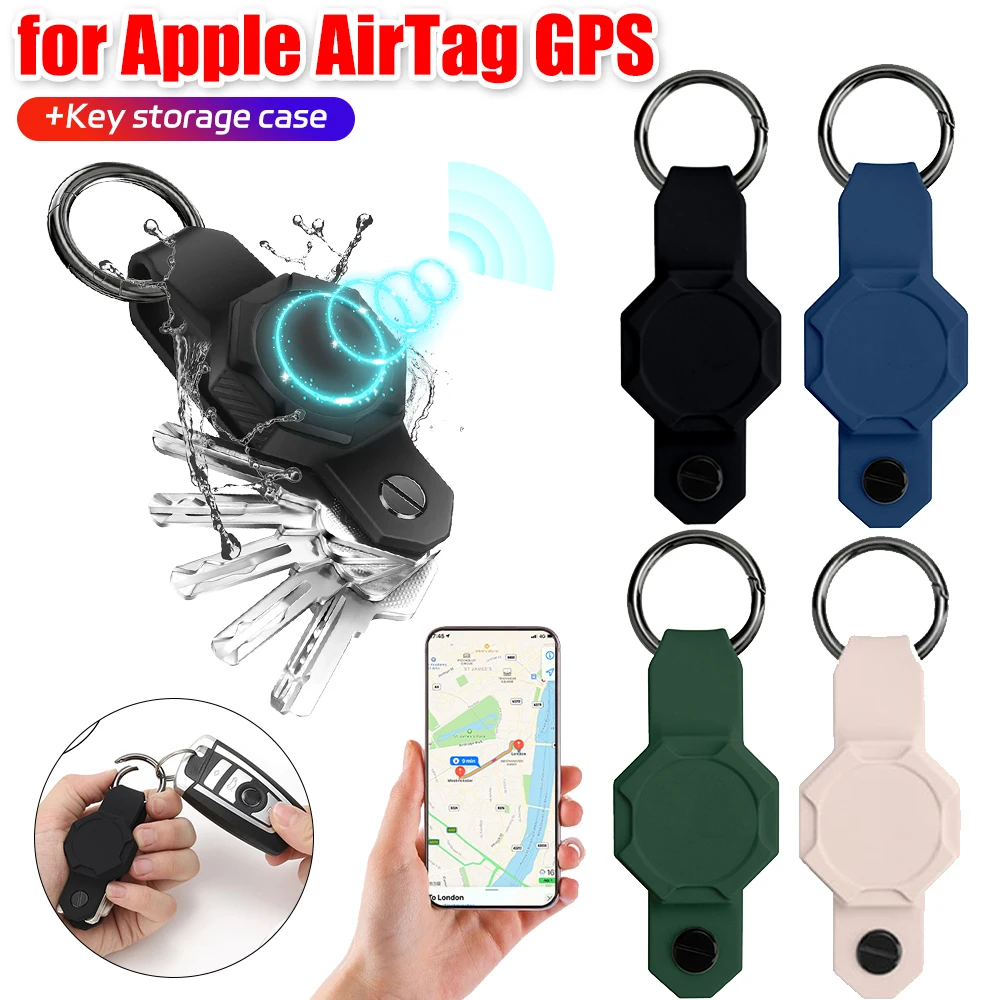 For Apple Airtags Keychain Silicone Case Waterproof Key Chain Ring Holder Case Man Accessories Key Organizer Anti-lost Ring Case