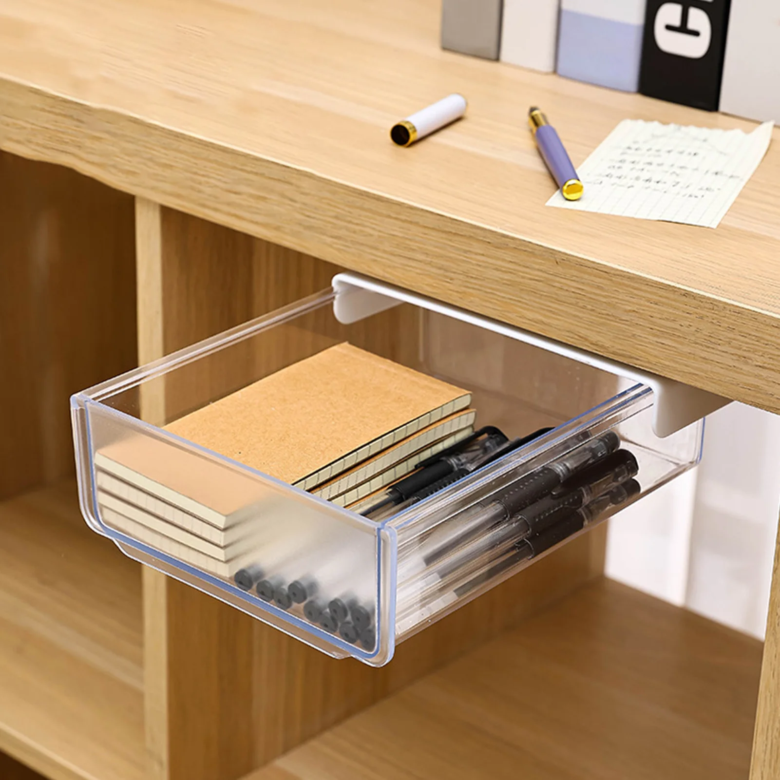 Unter-Schreibtisch-Schublade Selbstklebender Platzsparender Unter-Schreibtisch-Organizer für Bürobedarf Dokumenten-Unter-Schreibtisch-Organizer-Schublade