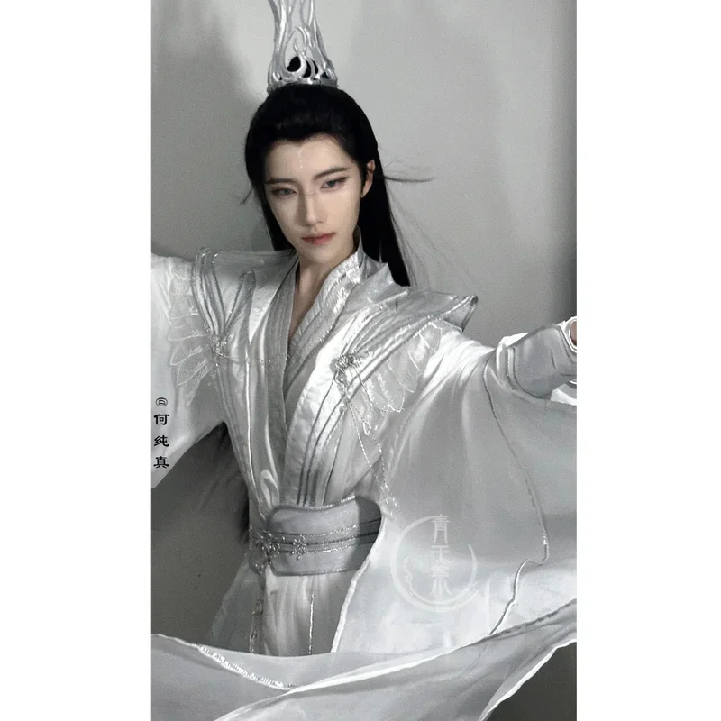 DY20アニメ Er Haと彼の白猫マスターChu Wanning TGCF Xie Lian白い服Mo Dao Zu Shiハロウィン漢服コスプレ衣装2