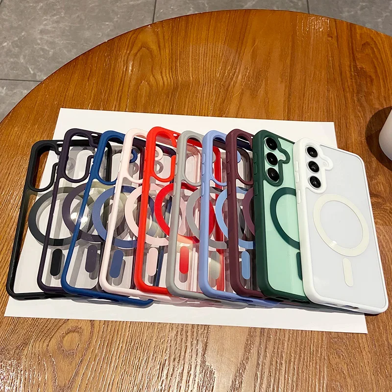 Colour Magsafe Wireless Charge Case for Samsung Galaxy S25 S22 S23 Plus S24 Ultra FE Clear Shockproof Magnetic Bumper Cover - náhled 6