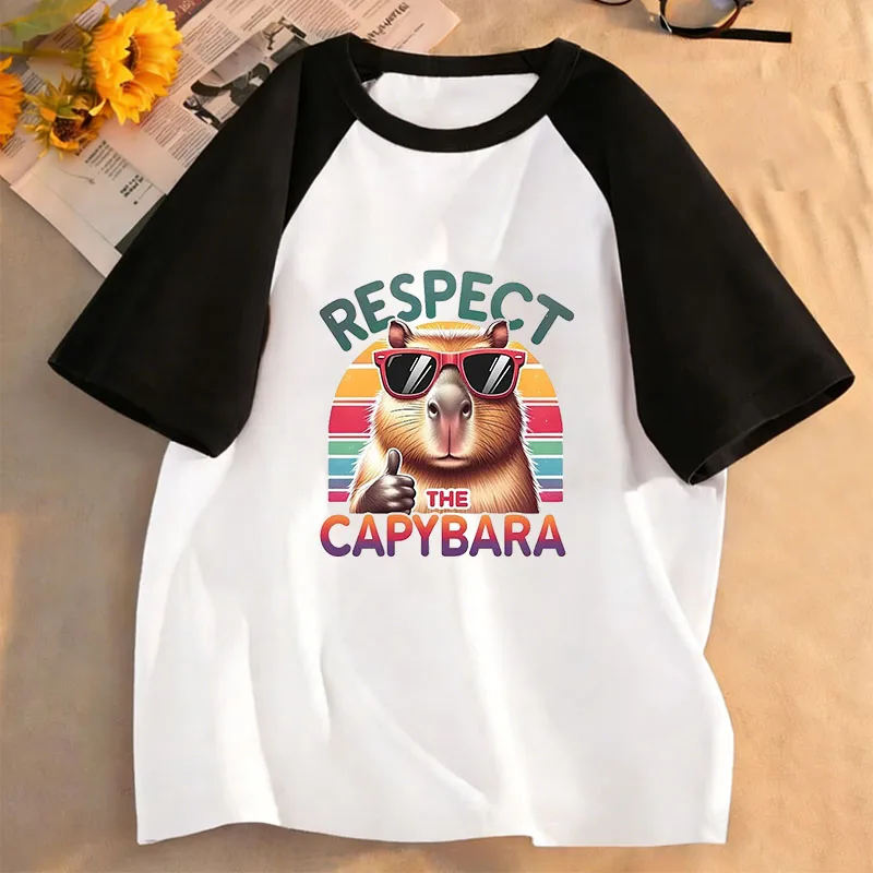 New in Kawaii Anime Capybara Funny T Shirts Manga Kids Children's T-shirt Boys Girls Summer Spring Casual Top Tee Shirt