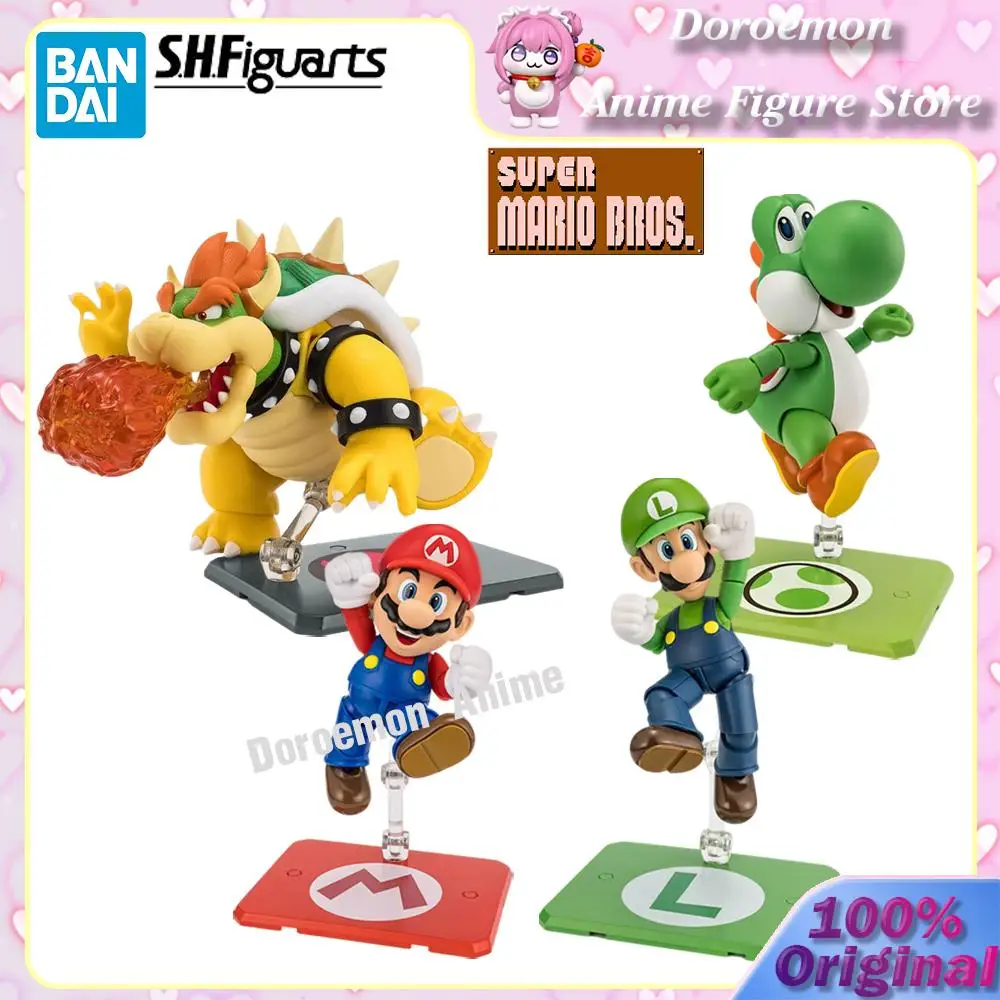 Pre-Order Original Bandai S.h.figuarts Super Mario Brothers Mario Luigi Koopa Yoshi Collectible Game Switch Action Figures Toys