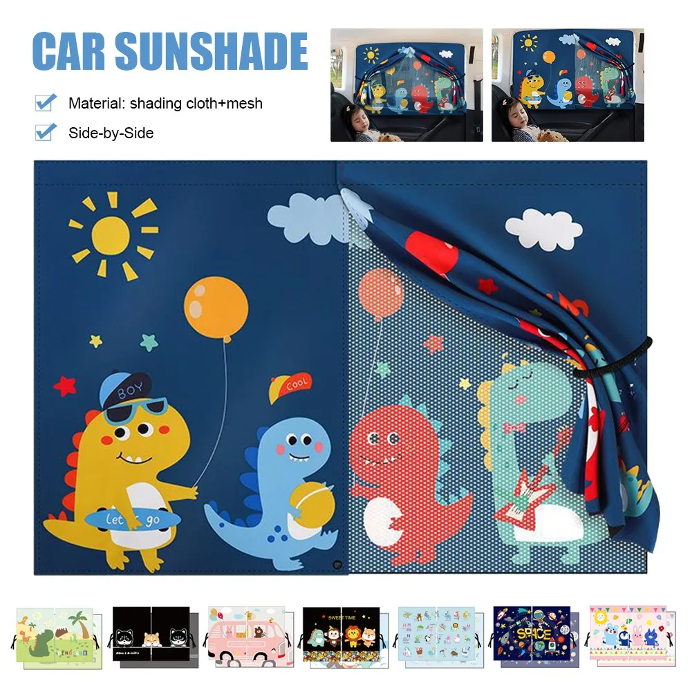 Neue 2-lagige teleskopische magnetische Autofenster-Sonnenabdeckung, Moskitonetz, Sonnenschutz, UV-Schutz, Block-Netzvorhang für Kinder und Babys – Detail 3