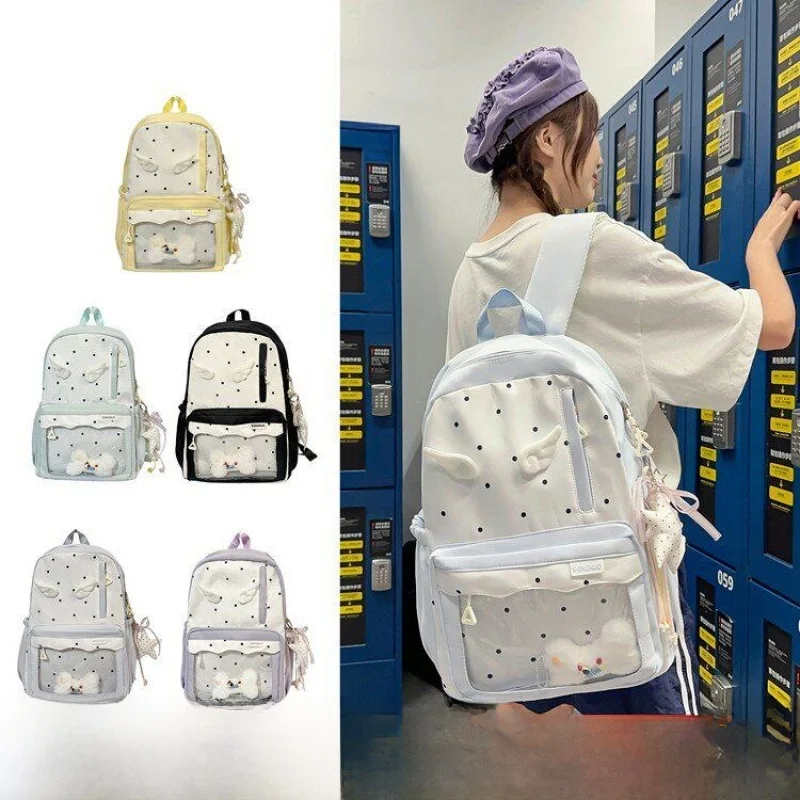  Style Double Shoulder Backpack for Girls Summer University Student Bookbag Height Waterproof Commuting Iron Hardware