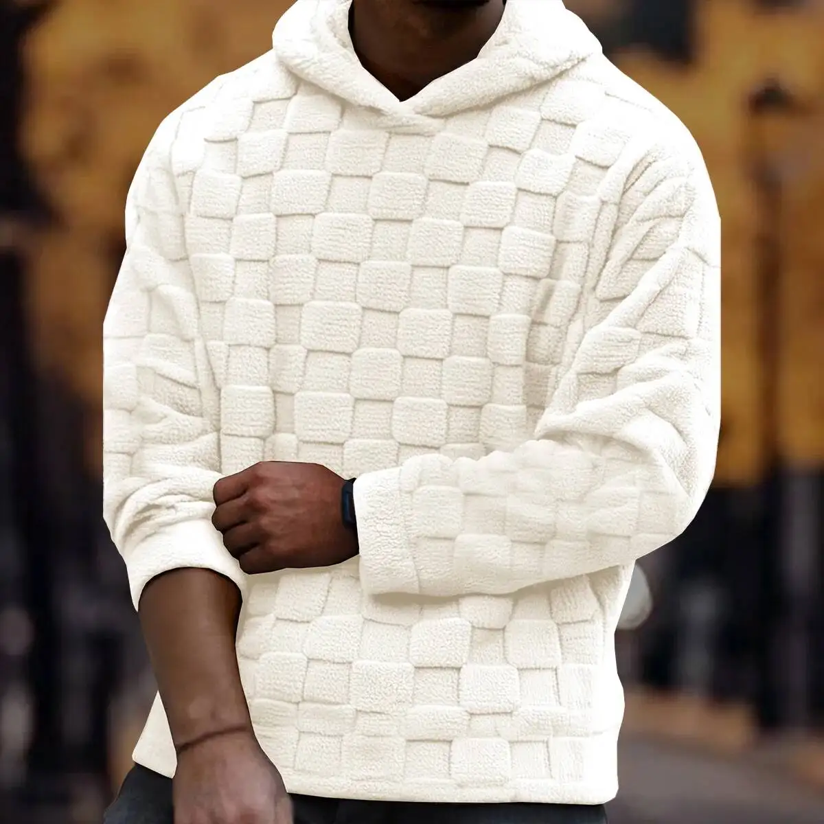 Men's Fleece Lined Hoodie Sweatshirt Embroidered Printed Casual Loose Fit Winter Fashion Urban Style Long Sleeve Polyester