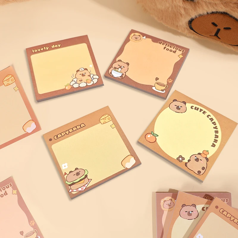 50 ورقة Kawaii كابيبارا الكرتون الحيوانات ملاحظات لاصقة الطلاب القرطاسية المفكرة مذكرة الكرتون غير لزجة رسالة ورقة