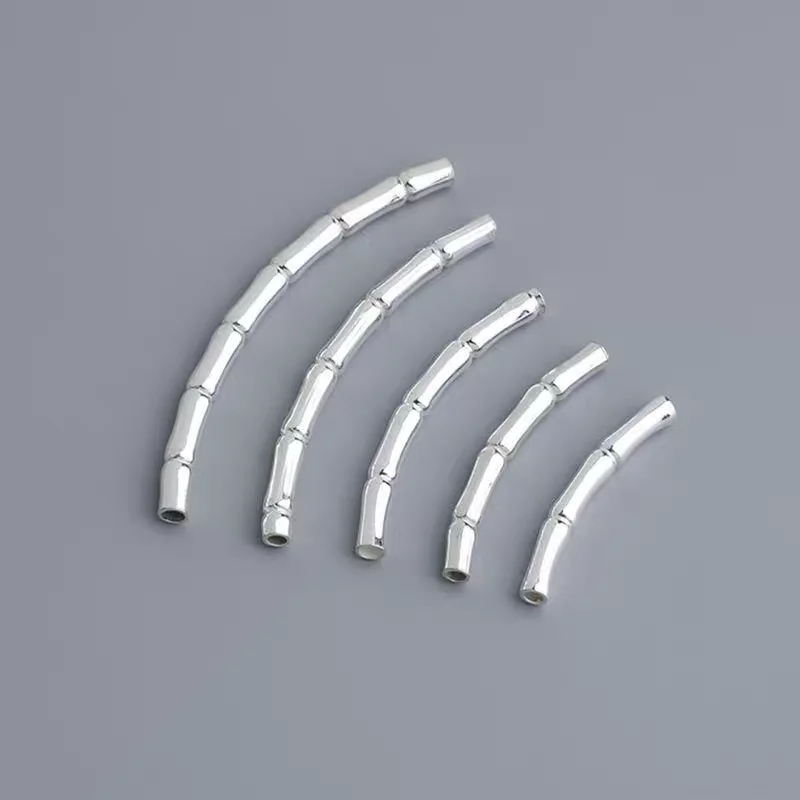 

1piece, 2mm solid 925 sterling silver curved Bamboo tube spacer beads connector for necklace&pendant bracelet jewelry making