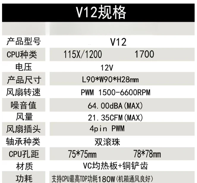 1U Low Profile CPU Cooler Full Copper Vapor Chamber 115X 1200 1700 with 80mm Turbo Fan