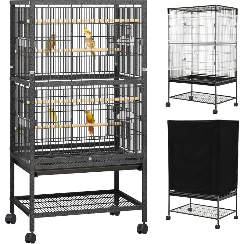 52 inches Birdcage Cover and Bird Cage Seed Catcher, Bird Cages for Parakeets, Parrot, Cockatiel, Pigeon, Flight cage for Birds