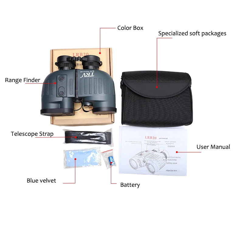 TRV 8X40 1000/1500M Laser Rangefinder Binoculars for Hunting Long Range Distance Binoculars HD Telescopes Range Finder Hunting