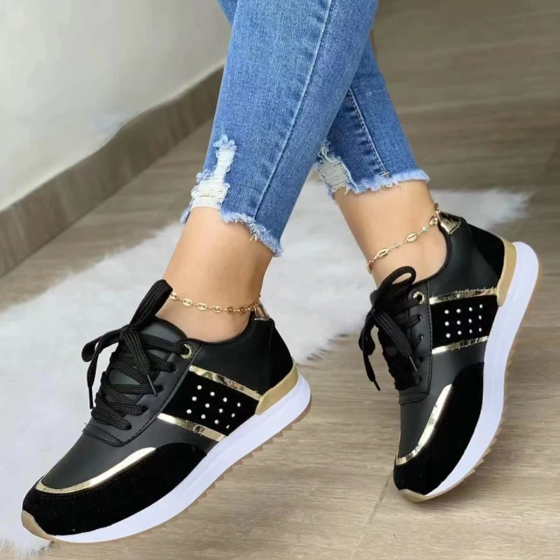 

Fashion Versatile Sneakers for Women 2023 New Thick Sole Color Matching Casual Low Top Flat Bottomed Women's Shoes