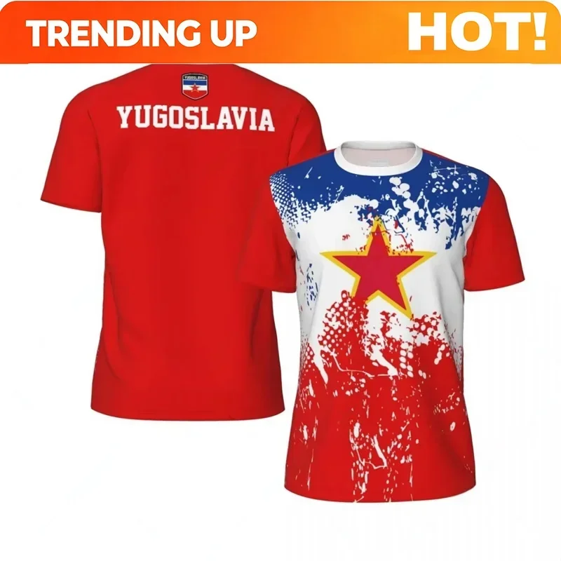 Customization Yugoslavia Flag Graphic Mens Football Jersey Fashion National Emblem 3D Printed Sports T Shirt Casual Oversized Br