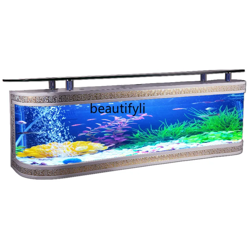 

Fish Tank TV Cabinet European-Style Home Ecological Change Water Medium and Large Glass Tea Table Floor Living Room