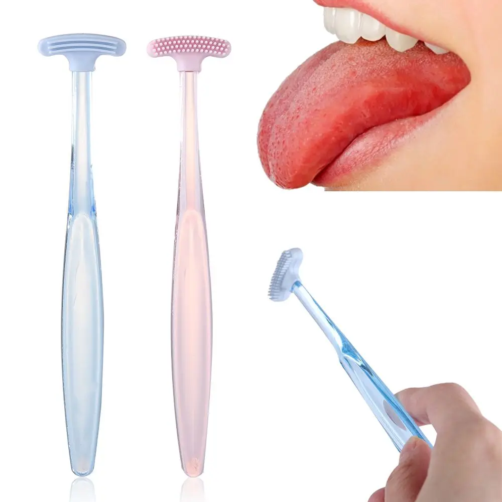 Soft Useful Bad Breath Double sided Hygiene Oral Clean Tongue Scraper  Cleaner Brush Dental Care