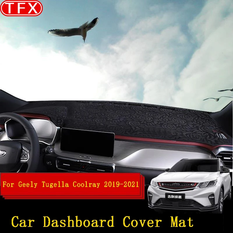 

Flannel Slip Anti UV Mat Dashboard Cover Pad Car Dashmat Sun Shade Carpet For For Geely Coolray 2018-2022 Interior Accessories