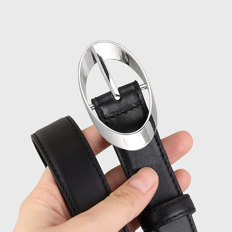 

Женский кожаный нишевый дизайн, трендовая воловья кожа для похудения с джинсовым ремнем, женская игольная пряжка