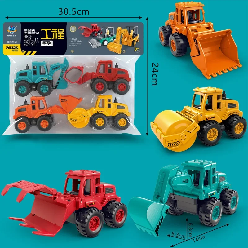 1:55 Children Plastic Vehicle Car Toys Trucks Construction Vehicle Excavator Bulldozer Model Inertia Children\'s Gifts carro