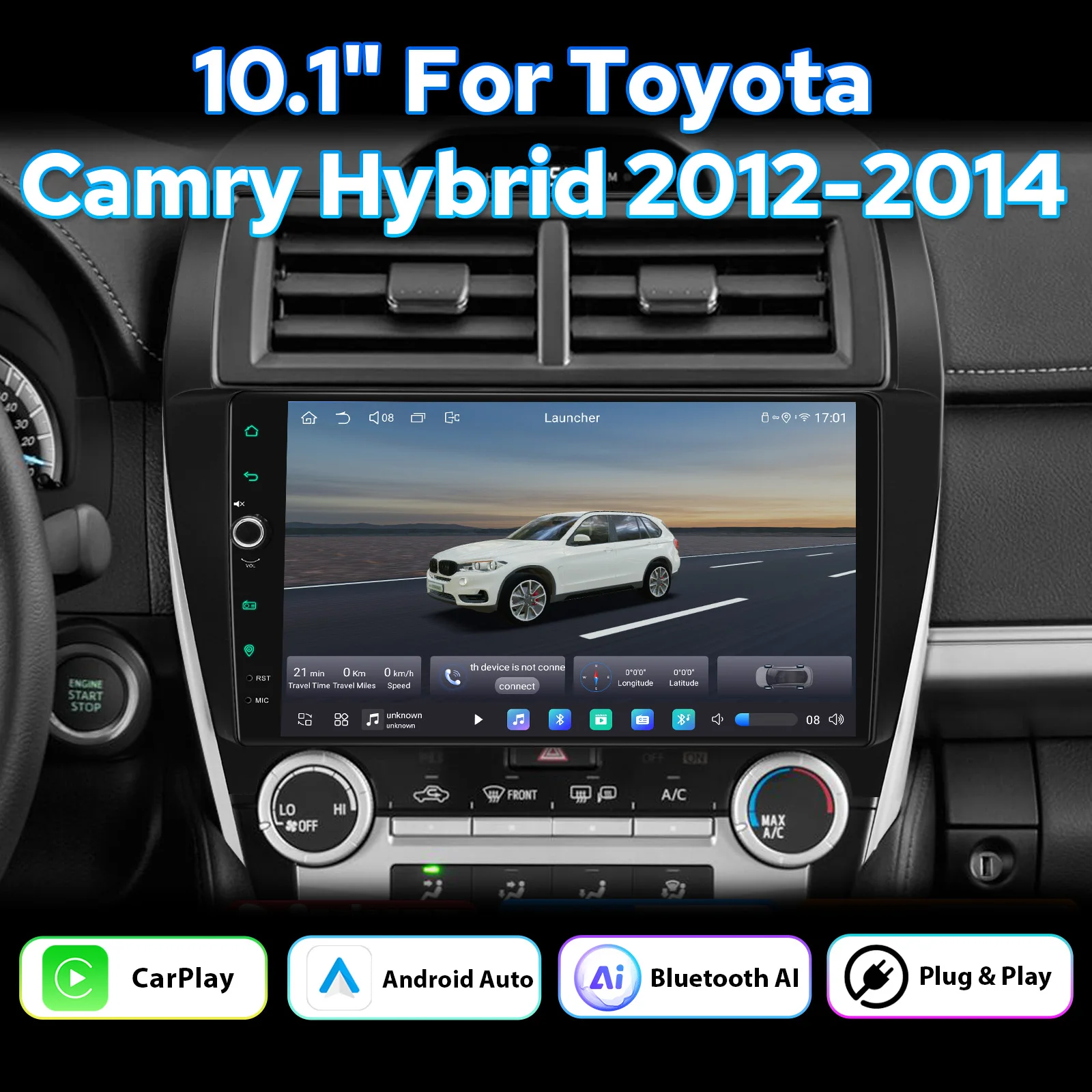 JOYING Android Car Stereo for Toyota Camry Hybrid 2012 2013 2014 CarPlay &Android Auto GPS Navi Plug & Play Head Unit XV50 AVV50
