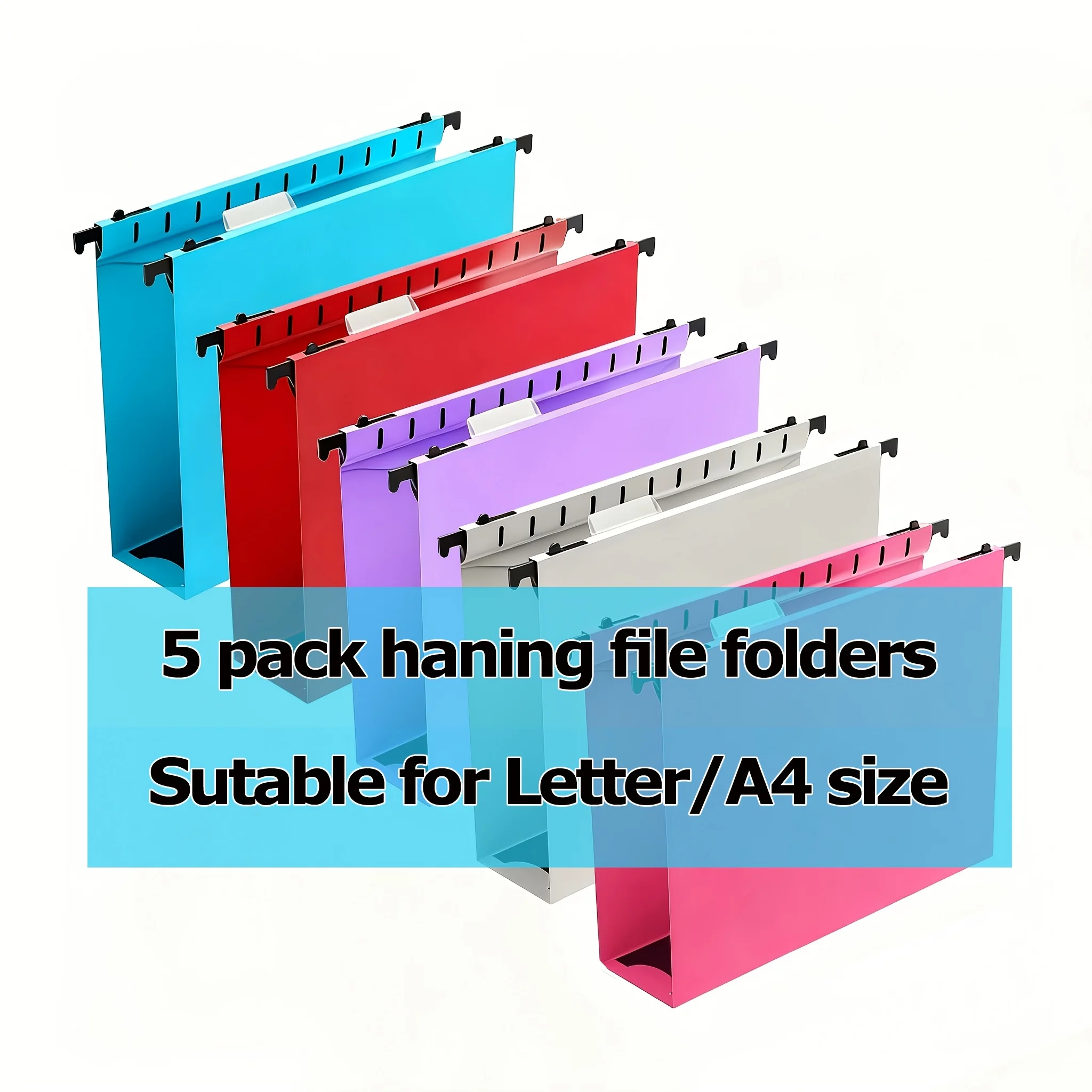

5 Pcs Large Capacity Plastic Hanging File Bag Letter paper/A4 Size Extended Thick Durable Hanging Bag For Storage Box Organizers