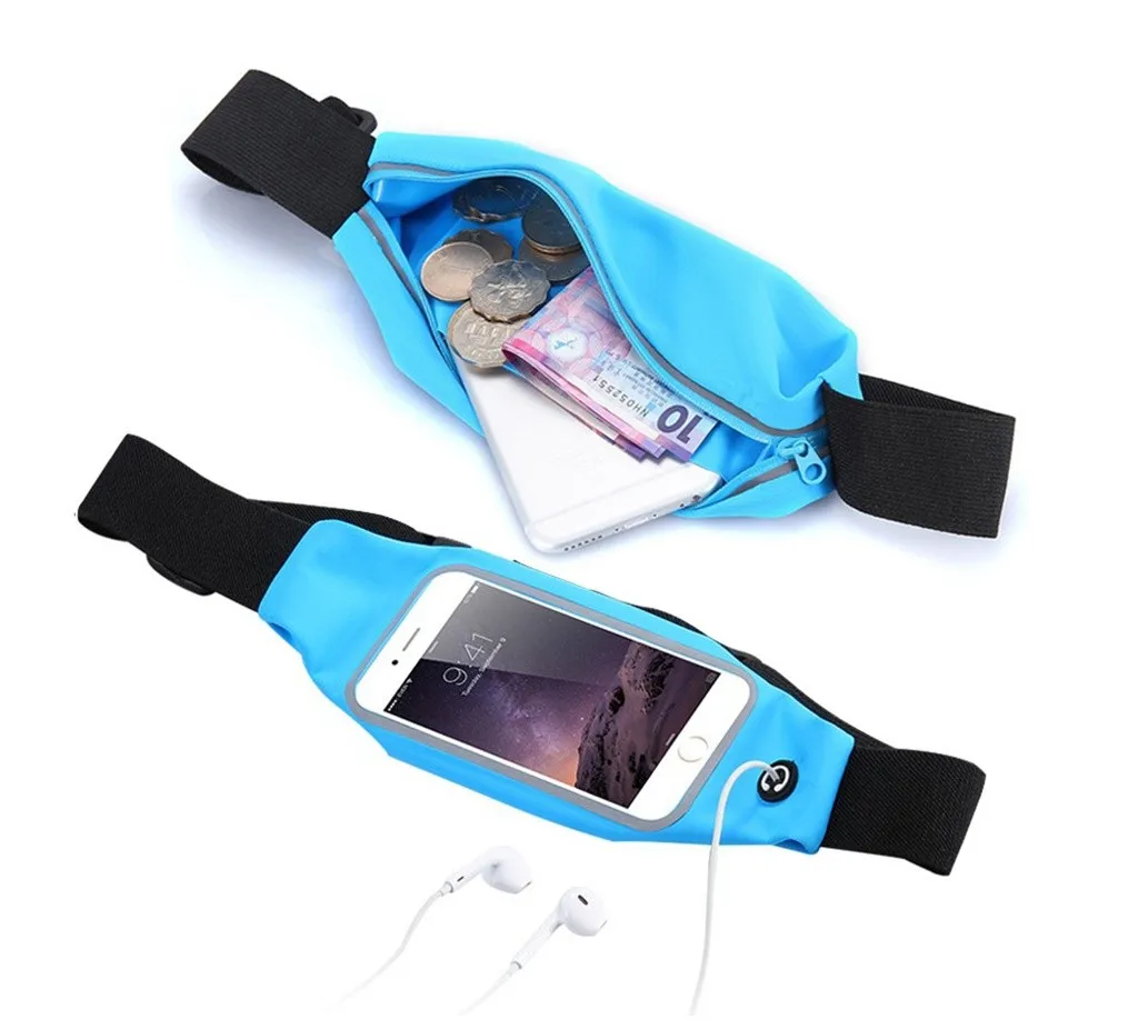 Waterproof Running Waist Bag Phone Touch Screen Pocket Outdoor Jogging Cycling Running Bag Adjustable Pack Purse Sport Belt Bag