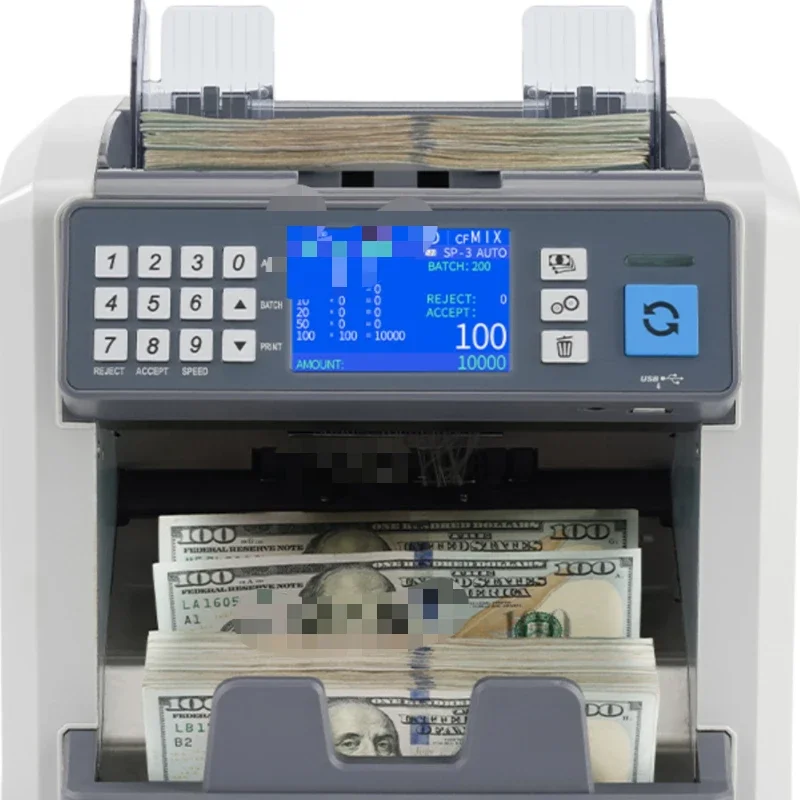 Multi-currency banknote counter Foreign currency banknote detector Bank commercial total amount USD RMB EUR RMYR GBP