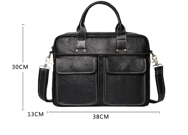 Maleta horizontal de couro genuíno masculina, bolsa mensageiro casual, bolsa de ombro simples, couro de vaca, portátil