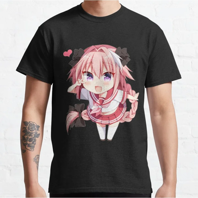 

kawaii Astolfo Cute Anime video game 100% cotton Short-sleeve crewneck T-shirt large size Adult Tops S-6xl