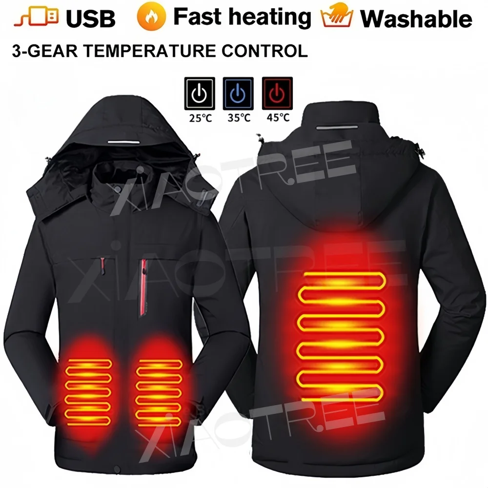 Куртка с подогревом для улицы, 3-х местная умная куртка с подогревом, теплое пальто, зимняя термоодежда, пальто с подогревом, катание на лыжах и кемпинг на открытом воздухе