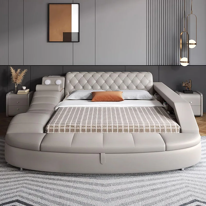 

Multifonction Bedroom Bed Modern Electronic Queen Luxury Bed Couch Storage Space Somieres Y Marcos De Cama Bedroom Furniture