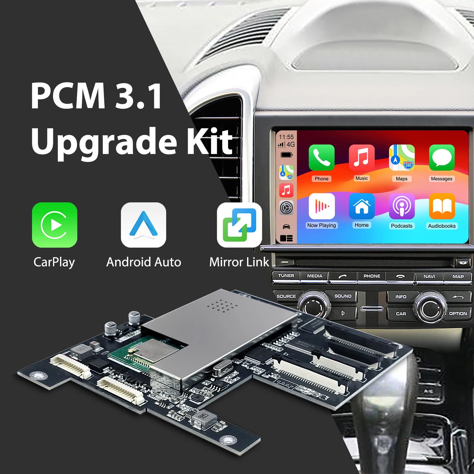 OEM-Bildschirm-Upgrade-Decoder-Box für Porsche PCM3.1, CarPlay-Schnittstelle, kabelloses CarPlay Android Auto Retrofit Kit Mirror Link