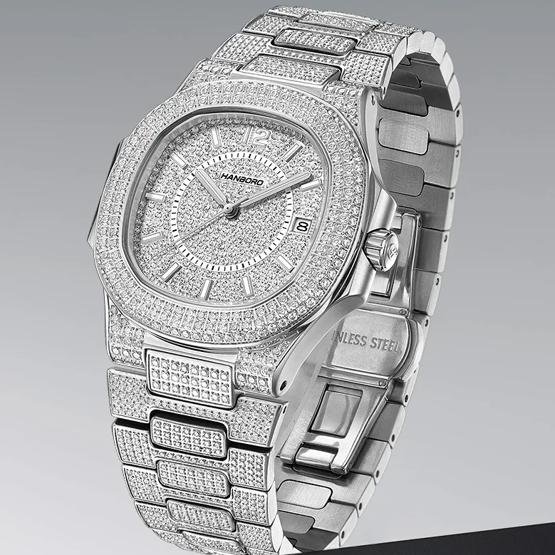 هانبورو ساعة أوتوماتيكية للرجال 38 مللي متر ساعة يد ميكانيكية مربعة مضيئة 50 متر مقاومة للماء ميوتا 8215 حافظة كريستال كاملة #1