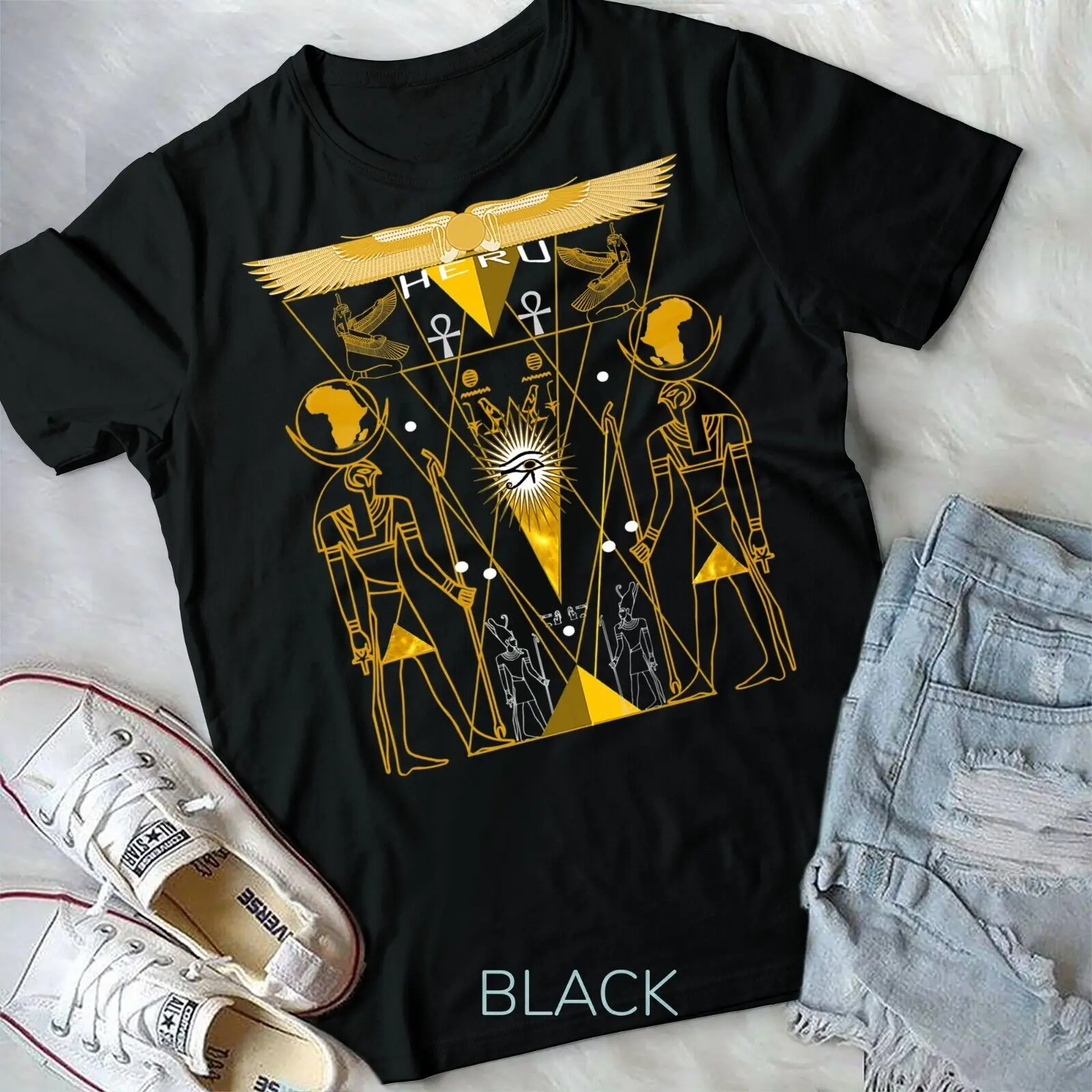 

EGYPTIAN SACRED GEOMETRY HORUS HERU. Egyptian Gods Premium Unisex T-shirt