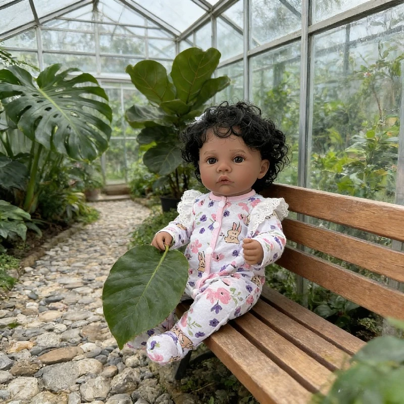 

48cm Reborn Doll Meadow Soft Cuddly Body Dark Skin High Quality Handmade Doll