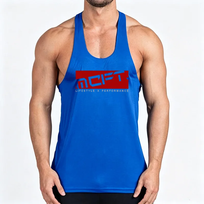 Men's Fitness Running Vests Cotton Gym Muscle Tops Bodybuilding Workout Sleeveless T-Shirts Quick Dry Breathable Summer Singlet