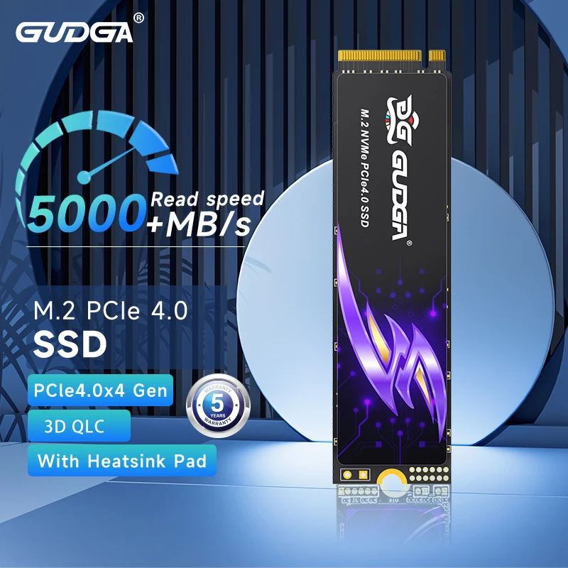 GUDGA 5000 برميل/الثانية SSD NVMe M.2 2280 4 تيرا بايت 2 تيرا بايت 1 تيرا بايت 512 جيجا بايت محرك أقراص الحالة الصلبة الداخلي PCIe 4.0x4 مع مبدد حرارة لأجهزة الكمبيوتر المحمول المكتبية PS5 #1