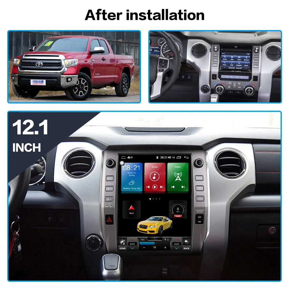 Pantalla Android de Radio de coche de 12,1 pulgadas para Toyota Tundra 2014 2017 256GB reproductor de vídeo Multimedia estéreo navegación GPS unidad principal Carplay