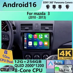Android 16 For Mazda 3 2010-2013 Video Player Car Radio Multimedia Stereo Navigation Carplay Speakers Head Unit  Audio GPS 2 Din